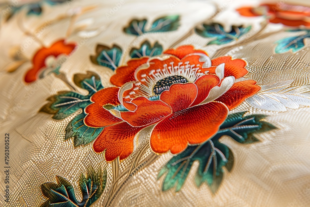 Floral tapestry of a small chrysanthemum, Chinese traditional embroidery