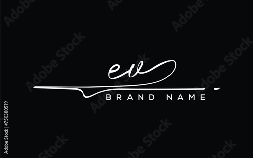 EV letter beauty handwriting vector logo. 