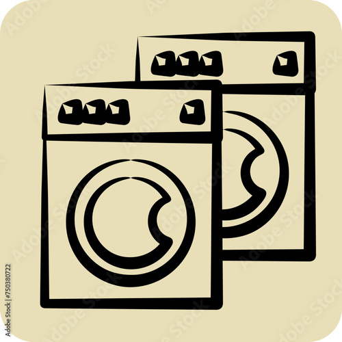 Icon Washing Machines. related to Laundry symbol. hand drawn style. simple design editable. simple illustration