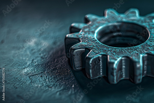 the mechanism of the gears, gears on blue,  gear on a dark blue background, Mechanical technology, industry development, engine work are machine engineering symbol,