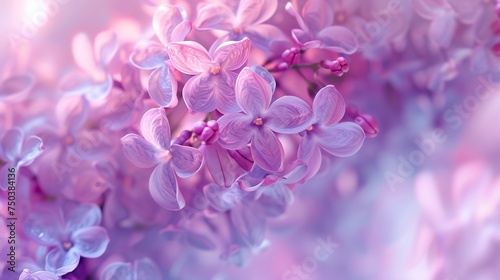 Enchanted Lilac Waltz: Macro capture of lilac flowers dancing in an enchanted waltz of hues.