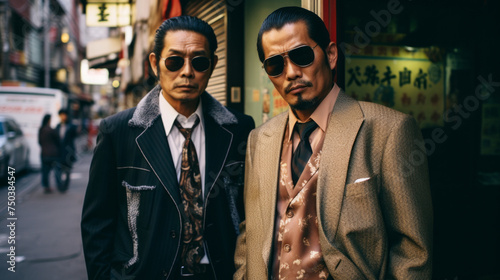 Japanese mafia in cinematic style. Tokyo vice. Criminals in Japan and Tokyo. Gangsters, gangland, crime syndicates in Asia 