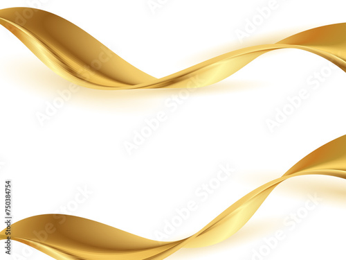 Beautiful 3d golden shiny wave ribbon vector © Heyauli 