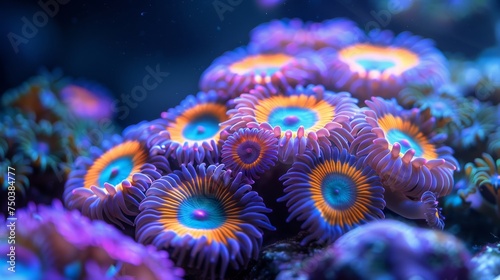 Multicolored saltwater zoanthids can be found in this colony.
