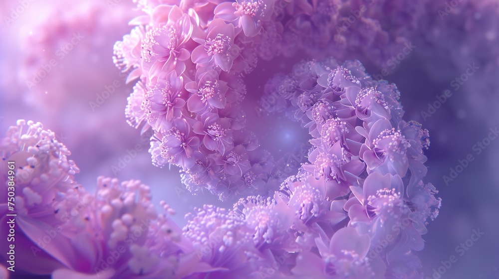 Lilac Dreamscape: A surreal dreamscape of lilac blooms, swirling in calming rhythms with a touch of warm hues.