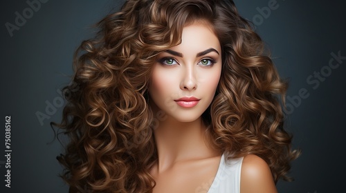 Smooth, healthy hair and glowing, tan skin natural beauty model for hair and skin care products
