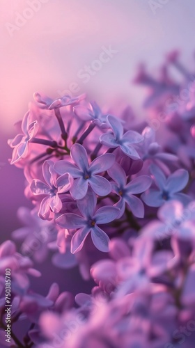 Lilac Twilight: A tranquil twilight scene, with lilac flowers swaying gently in the wavy evening breeze.