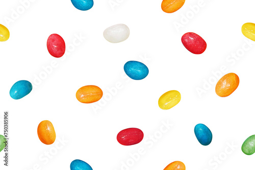 Colorful Jelly Bean Seamless Pattern with Transparent Background