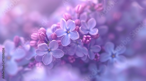 Whispering Lilac Aura: Macro view of lilac blooms, emanating a gentle, whispering aura. © BGSTUDIOX
