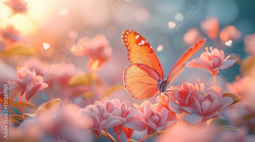A butterfly sitting on top of a pink flower