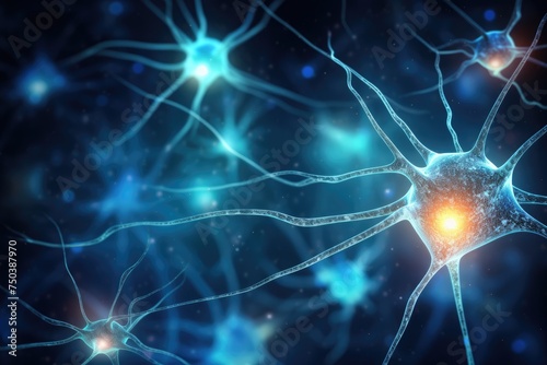 Nerve cells or neural networks with cell activity between each other. Neurology and the nervous system, Ai Generated