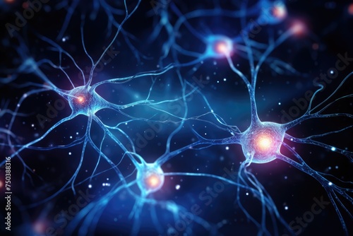 Background from nerve cells or neural networks with cell activity between each other. Human nervous system and brain activity concept, Ai Generated