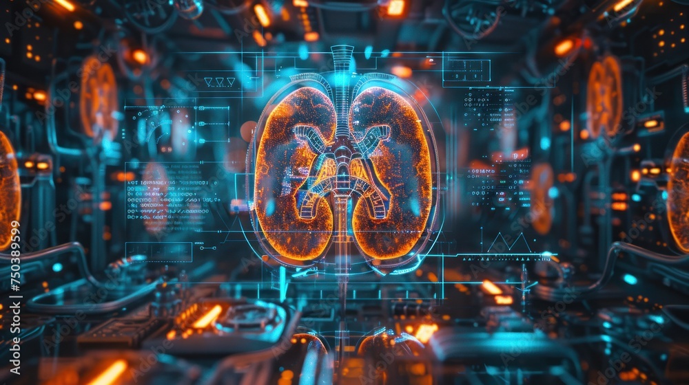 Medical research or kidney health care with diagnostics and biometrics infographics is important for clinical and hospital dialysis or kidney stone disease. - obrazy, fototapety, plakaty 