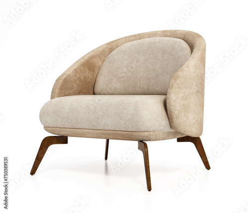 Stylish armchair isolated on white background. 3D illustration