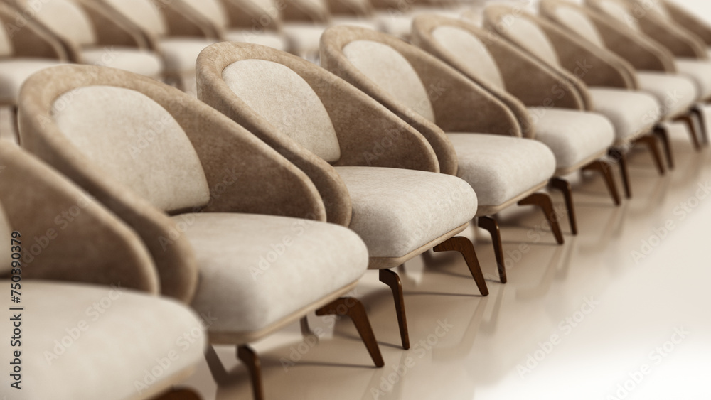 Obraz premium Stylish armchairs standing in a row. 3D illustration