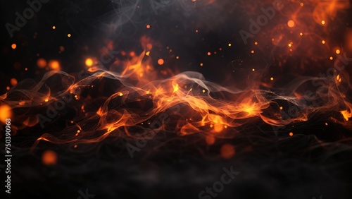 Abstract background featuring fiery black sky with flame and smoke