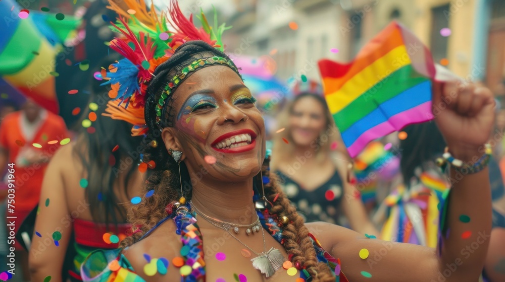 Colorful pride parade celebrates diversity and LGBTQ rights.