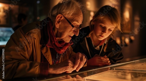 A multigenerational family visiting a WWII museum © Postproduction