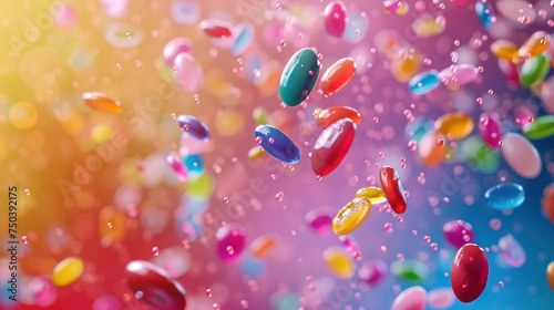 Wallpaper Mural Sweet Nostalgia. A cascade of jellybeans in vibrant colors evokes childhood memories. Torontodigital.ca