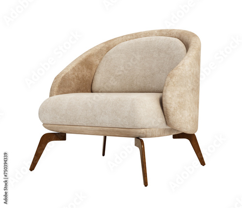 Stylish armchair isolated on transparent background. 3D illustration