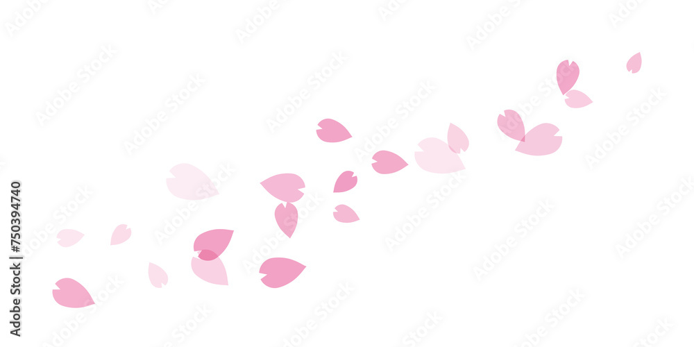 ピンクの桜の花びらが舞い散るイラスト