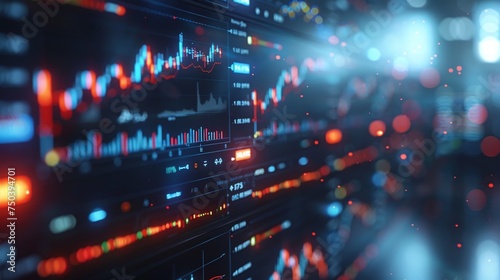 Digital Screen Displaying Stock Market Trading Graph