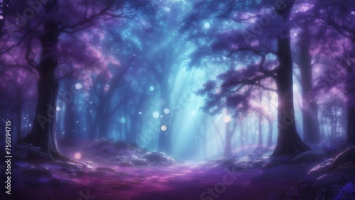 Fantasy forest, blue and purple, magical and surreal landscape © WrongWay