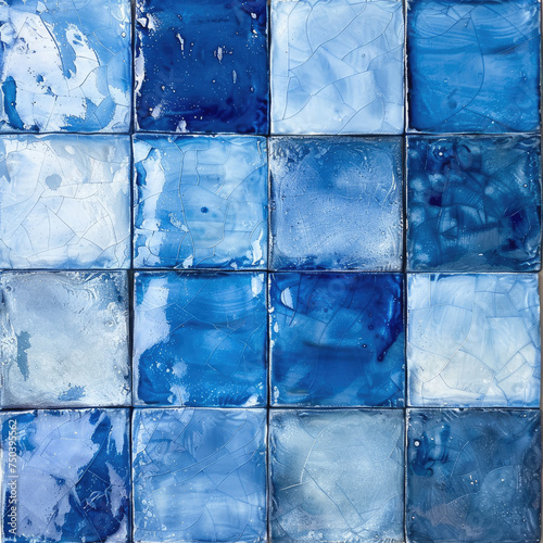 Oceanic Blue Tiles: Serene Blue Canvas Image