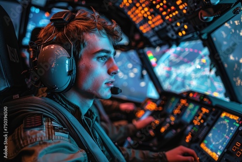 the intense training of air force cadets in a flight simulator highlighting the hightech preparation for pilots immersive and futuristic