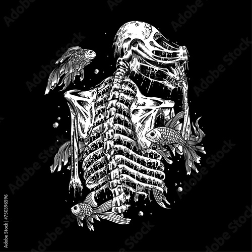 surrealism skull skeleton death metal illustration