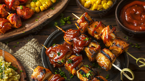 Delicious brazilian snack with barbecue sauce