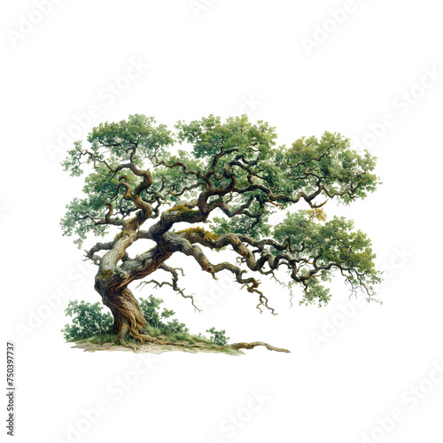 oak tree, leaves still clinging isolated on transparent background