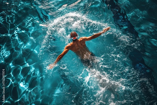 Swimmer in Swimming Pool, Professional Determined Athlete Swimming, Butterfly Technique Training photo