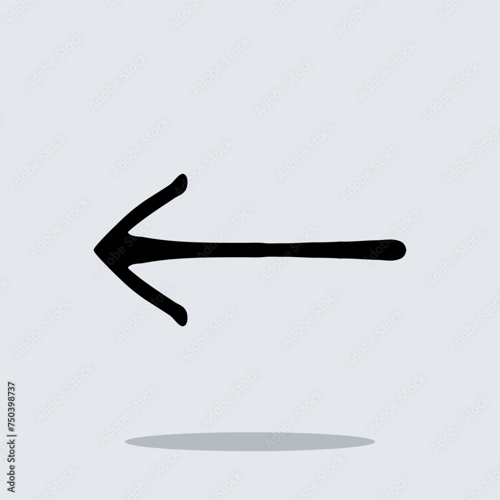 Left arrow icon vector. Previous icon sign symbol vector. Move backward vector icon illustration isolated on gray background Left arrow icon vector. Previous icon sign symbol vector. Move backward vector icon illustration isolated on gray background