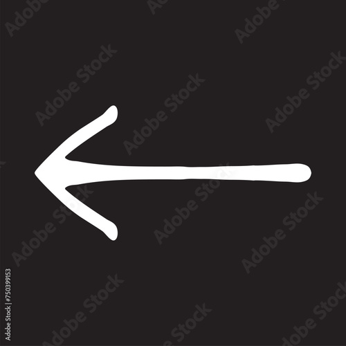 Left arrow icon vector. Previous icon sign symbol vector. Move backward vector icon illustration isolated on black background