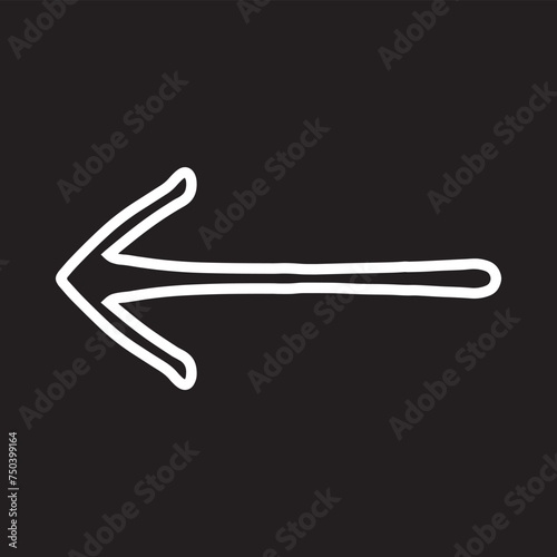Left arrow icon vector. Previous icon sign symbol vector. Move backward vector icon illustration isolated on black background