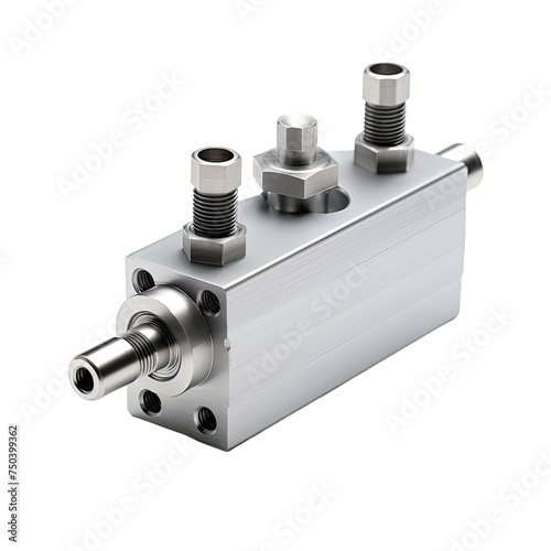 Precision Master Cylinder Component Isolated on white Background.