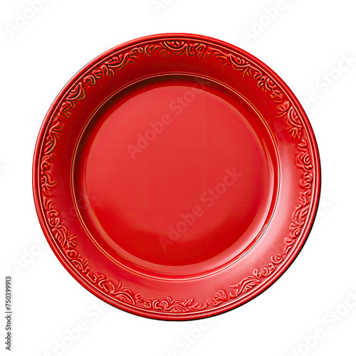 Red plate isolated on white background