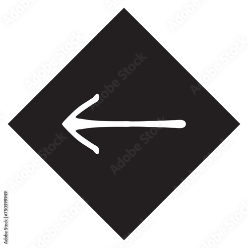 Left arrow icon vector. Previous logo design. Move backward vector icon illustration in rhombus isolated on white background