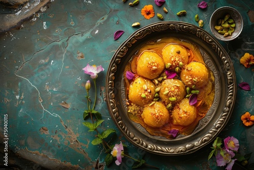 Bangladesh Rasmalai Dessert, Cheese Dumplings Soaked in Sweetened, Saffron-Infused Milk