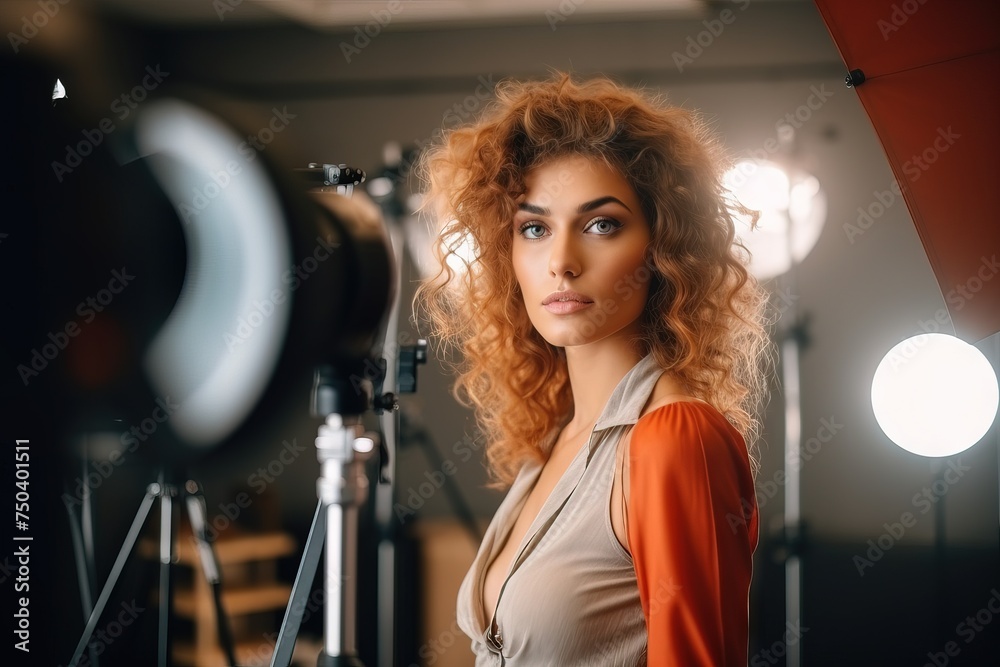 Portrait of a beautiful woman in an elegant dress with selective focus Generative AI Portrait of a beautiful woman in an elegant dress with selective focus Generative AI