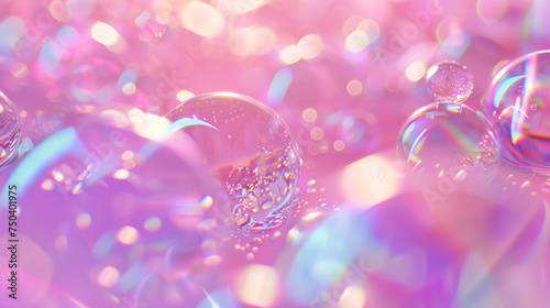 Bubbles on pink background. Shallow depth of field.