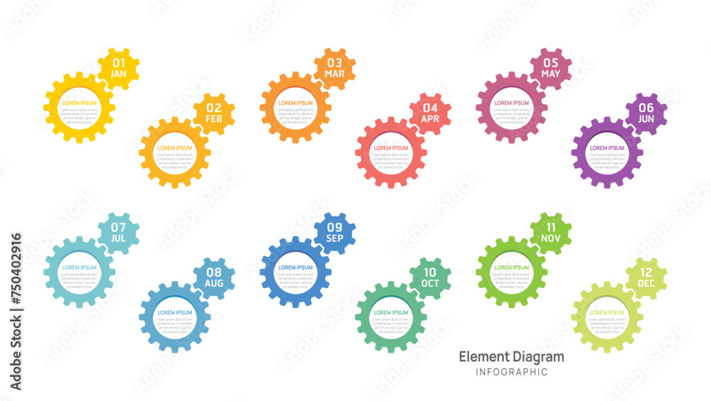 Business step timeline Gear infographic template. Modern milestone element timeline diagram calendar, vector infographics. Business step timeline Gear infographic template. Modern milestone element timeline diagram calendar, vector infographics.