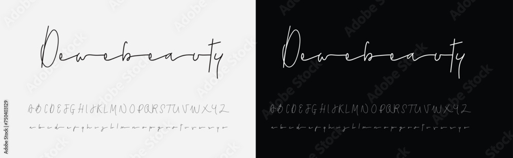 signature Font Calligraphy Logotype Script Brush Font Type Font lettering handwritten - obrazy, fototapety, plakaty 