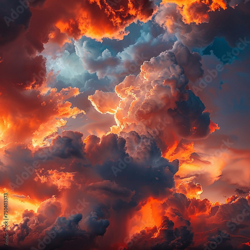 Fiery sky, clouds, dramatic lighting