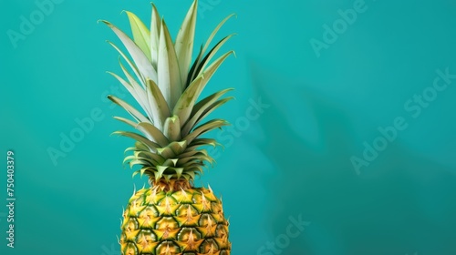 A large pineapple on a plain colored background. Ripe fruit. The concept of rest and summer.