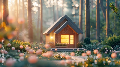 A small house in the middle of a forest #750404193
