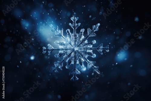 Snowflake on a dark background.