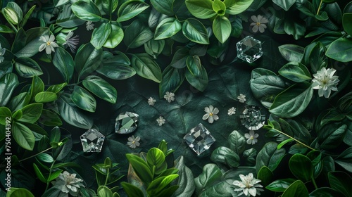 A bunch of green leaves and white flowers
