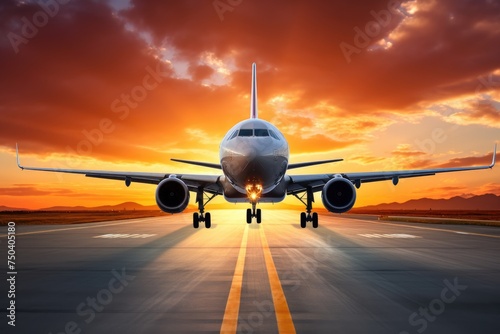 passenger aircraft take off from airport runway